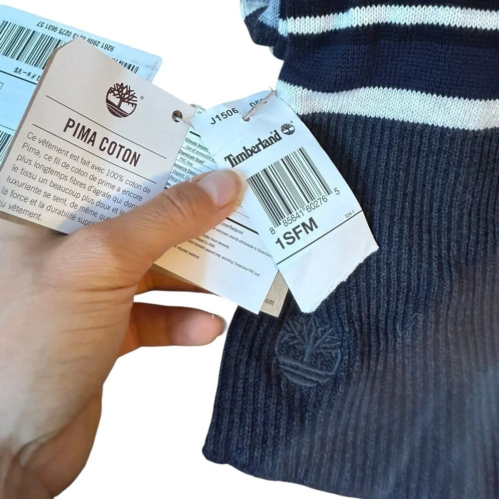 Nwt Timberland Unisex Striped Pima Cotton Scarf